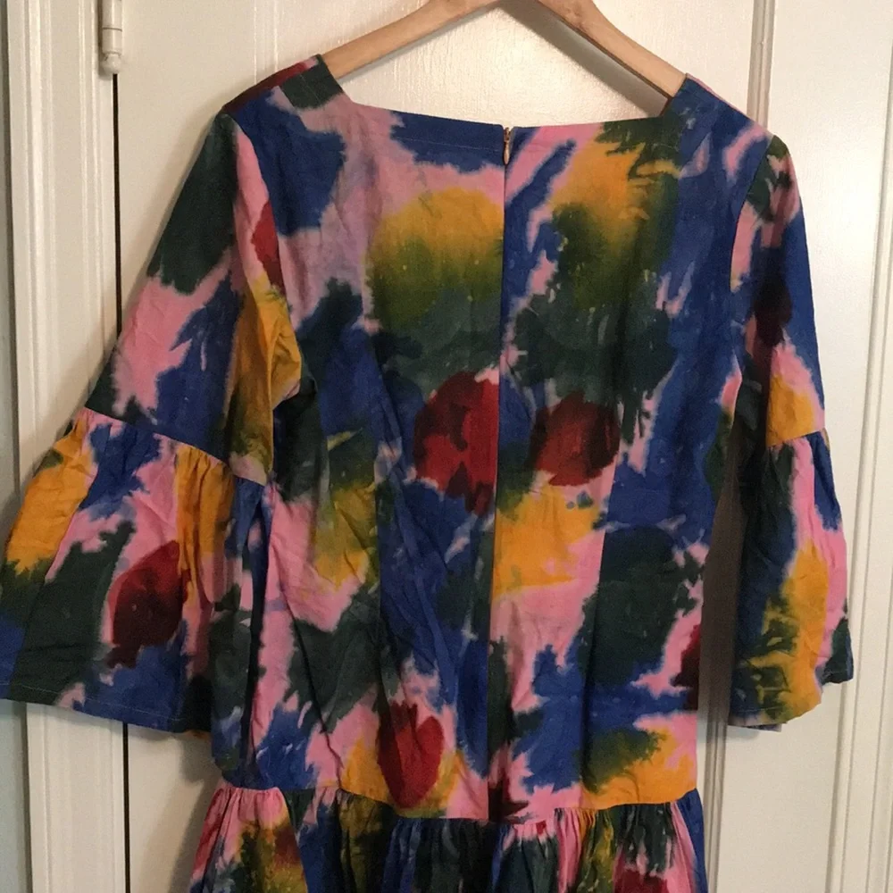 Abstract Floral Midi Dress in Pink, Blue & Green - Picture 7 of 12